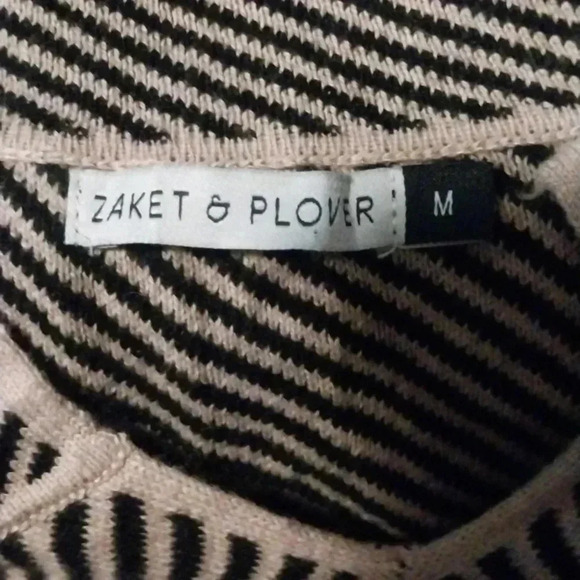 Zaket & Plover Womens Sz M Black/Brown Stripe Pullover Sweater Cotton Cashmere - Picture 7 of 8